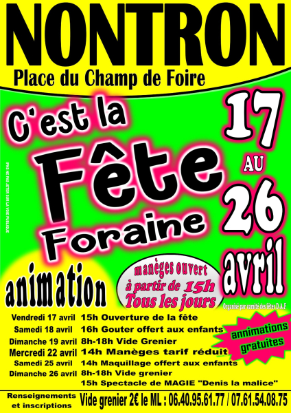 Fete Foraine 17 au 26 avril 2026